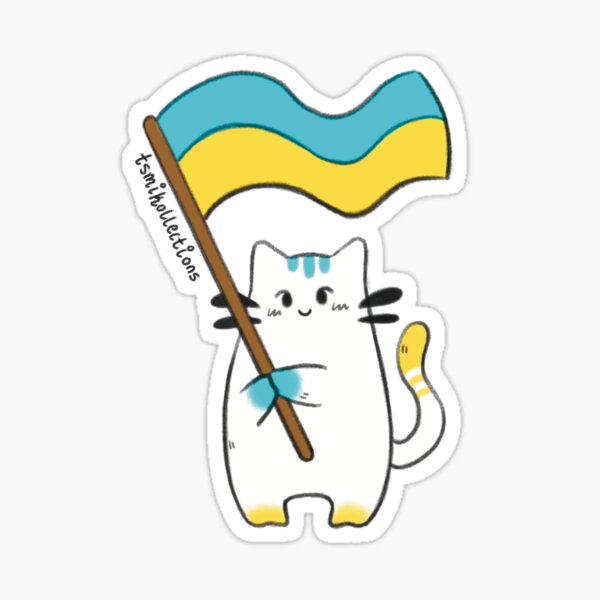 Item preview, Stand With Ukraine Cat Sticker designed and sold by tsmikollections.