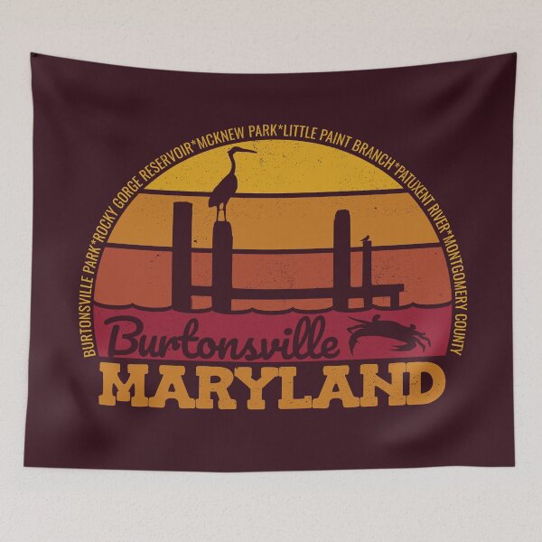 Item preview, Burtonsville Maryland Sunset Retro Vintage Local Pride Logo designed and sold by CRHPOD20.