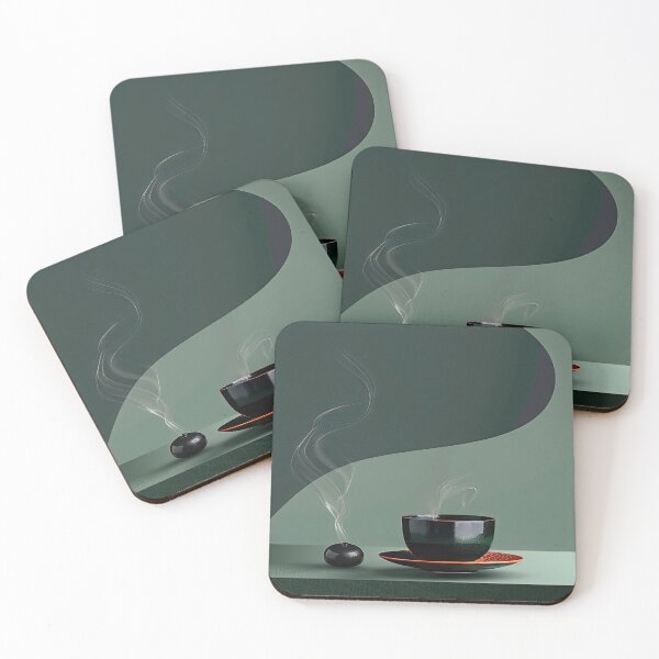 Item preview, Still life composition with steaming cup of tea and incense on a table designed and sold by Jerhus.