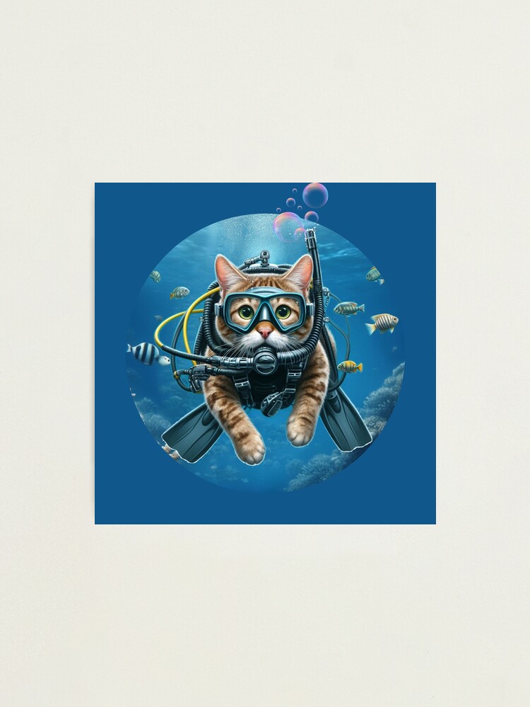 Thumbnail 1 of 3, Photographic Print, Scuba Cat, Funny Cat Scuba Diving designed and sold by Kmcantley.