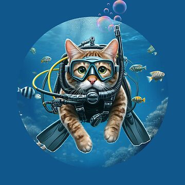 Artwork thumbnail, Scuba Cat, Funny Cat Scuba Diving by Kmcantley