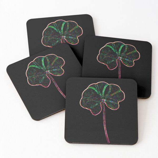 Item preview, Black Dark Rainbow Neon Abstract Real 5 Leaf Clover designed and sold by kattakitty.