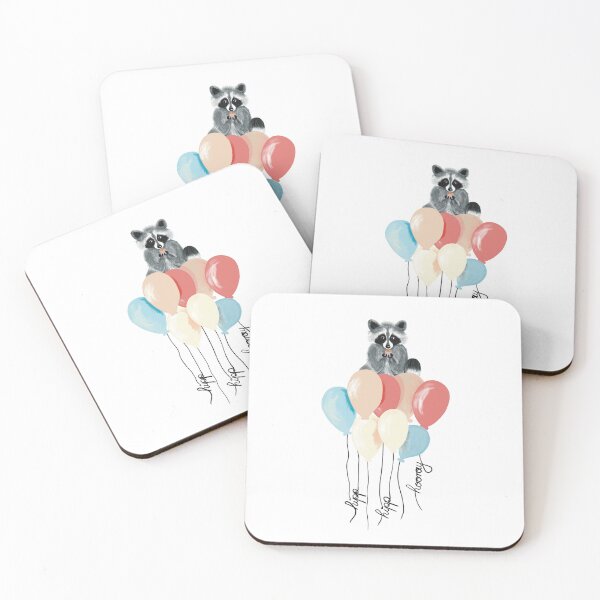 Item preview, Flying raccoon on balloons designed and sold by Esibeh.