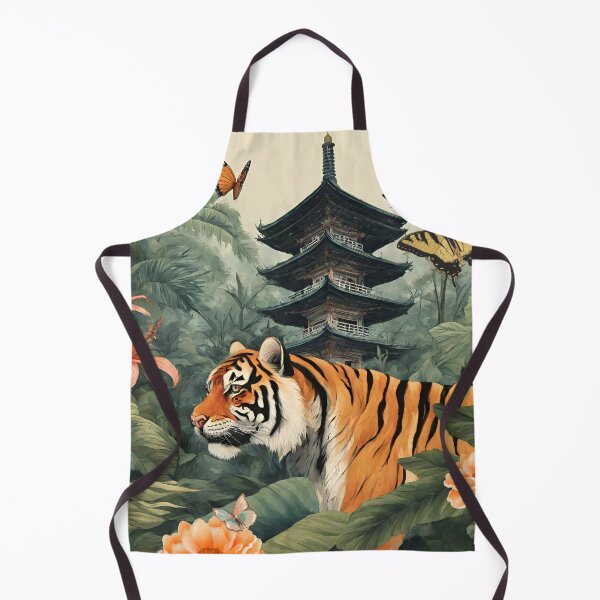 Item preview, Tiger and butterfly, plants, flowers, nature, pagoda, China designed and sold by Sugar Wisdom .