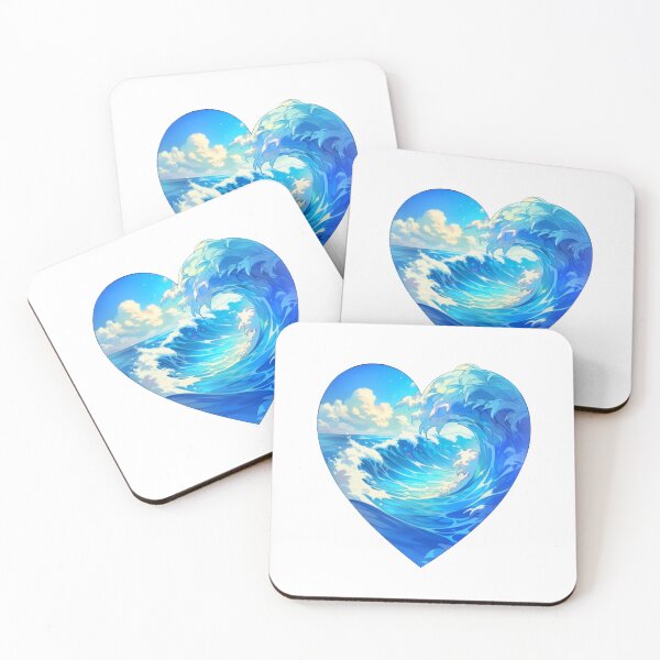 Item preview, Cute Kawaii Beneath the Waves: A Heart of Ocean Waves designed and sold by CozyKawaiiArt.