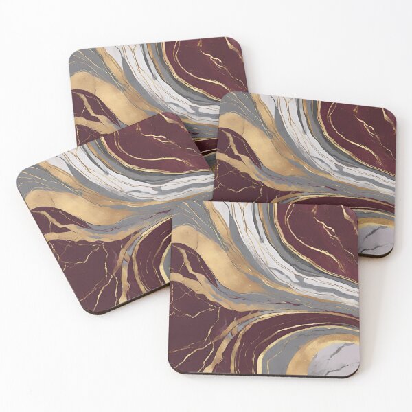 Item preview, BURGUNDY GREY AND GOLD MARBLE DESIGN designed and sold by asudesign.