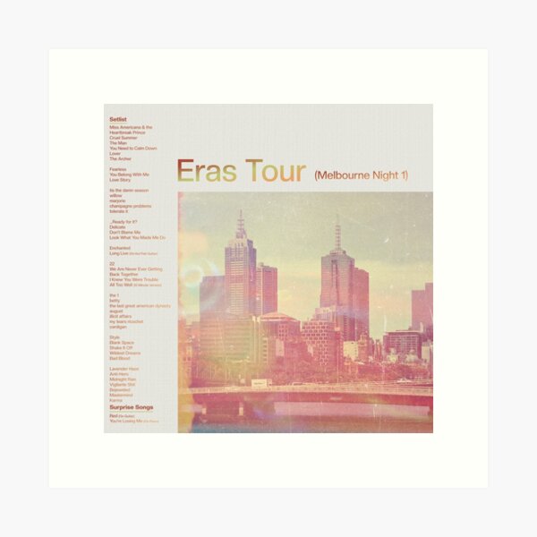 Item preview, Eras Setlist Melbourne Night 1 designed and sold by SheWolfDaughter.
