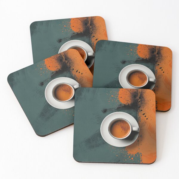 Item preview, Top-down view of a cup of freshly brewed coffee on an abstract colorful background designed and sold by Jerhus.