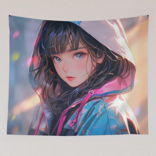 Item preview, Raincoat City Glow Anime Girl designed and sold by bubblegoth.
