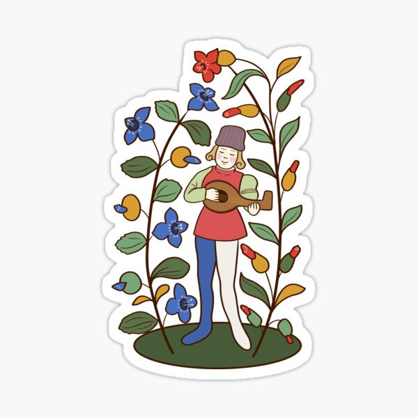 Vista previa del artículo con la obra «Lindo violinista medieval en diseño de ilustración de la naturaleza», diseñado y vendido por MariOyama.