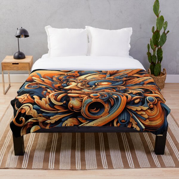 Item preview, Orange Winged Face & Blue Details Abstract Design designed and sold by Alessei.