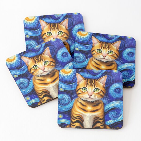 Item preview, Cute Cat Van Goh Starry Night designed and sold by TheDarkWardrobe.