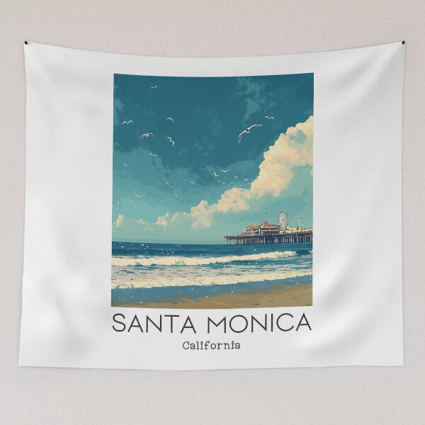Item preview, A Vintage Travel Illustration of Santa Monica - California - US designed and sold by GoodOldVintage.