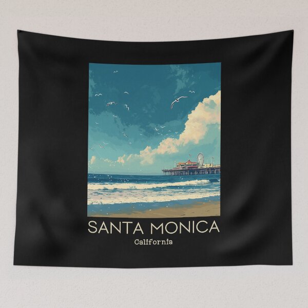Item preview, A Vintage Travel Illustration of Santa Monica - California - US designed and sold by GoodOldVintage.