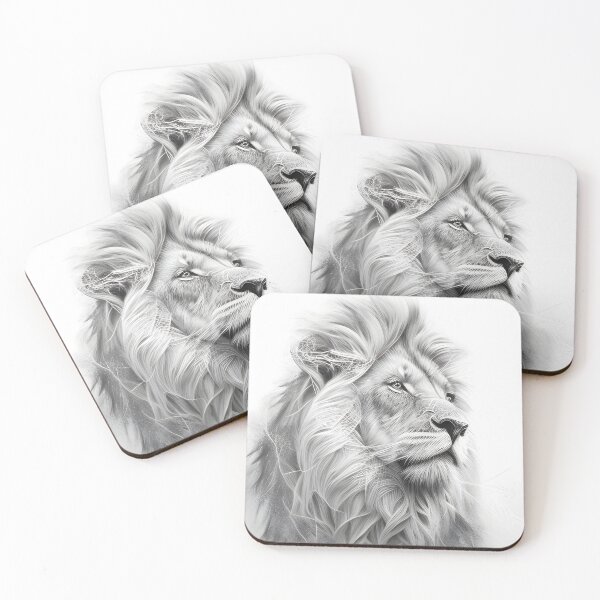 Item preview,   Black and white lion pencil drawing designed and sold by Pencil-Art.