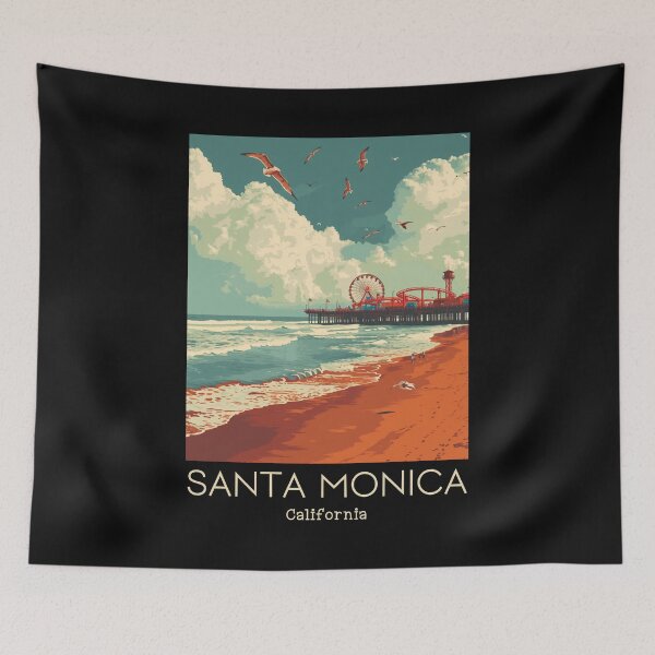 Item preview, A Vintage Travel Illustration of Santa Monica - California - US designed and sold by GoodOldVintage.