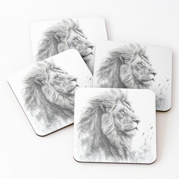 Item preview, Black and white lion pencil drawing designed and sold by Pencil-Art.