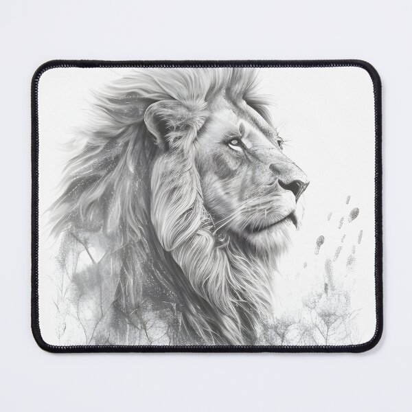 Item preview, Black and white lion pencil drawing designed and sold by Pencil-Art.