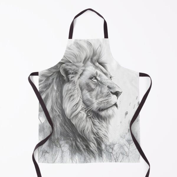 Item preview, Black and white lion pencil drawing designed and sold by Pencil-Art.