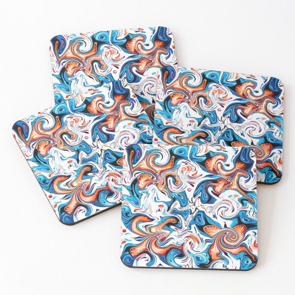 Item preview, Fantasy pattern abstract blue yellow red black turquoise lines surfaces designed and sold by G-M-Designs.