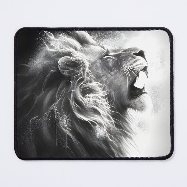 Item preview, Black and white lion pencil drawing designed and sold by Pencil-Art.
