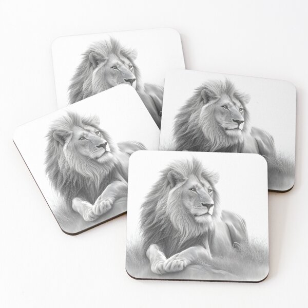 Item preview, Black and white lion pencil drawing designed and sold by Pencil-Art.