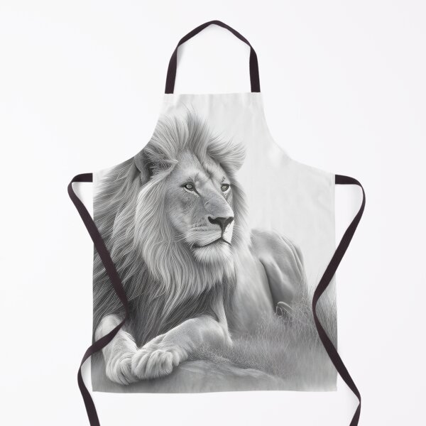 Item preview, Black and white lion pencil drawing designed and sold by Pencil-Art.