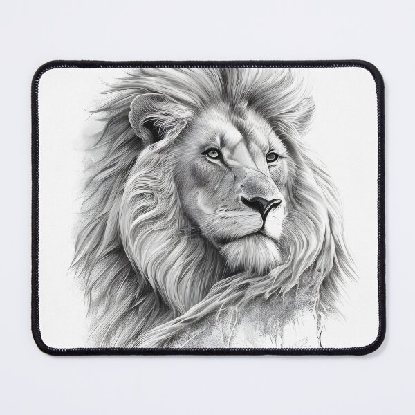 Item preview, Black and white lion pencil drawing designed and sold by Pencil-Art.