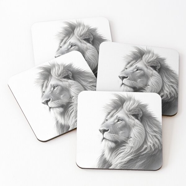 Item preview, Black and white lion pencil drawing designed and sold by Pencil-Art.