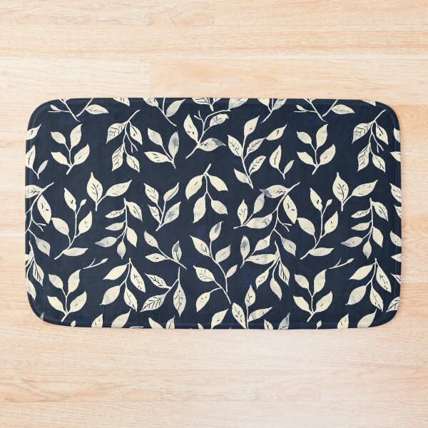 Item preview, Navy Indigo Leaves: Hand-Painted Nature Pattern designed and sold by meowjourney.