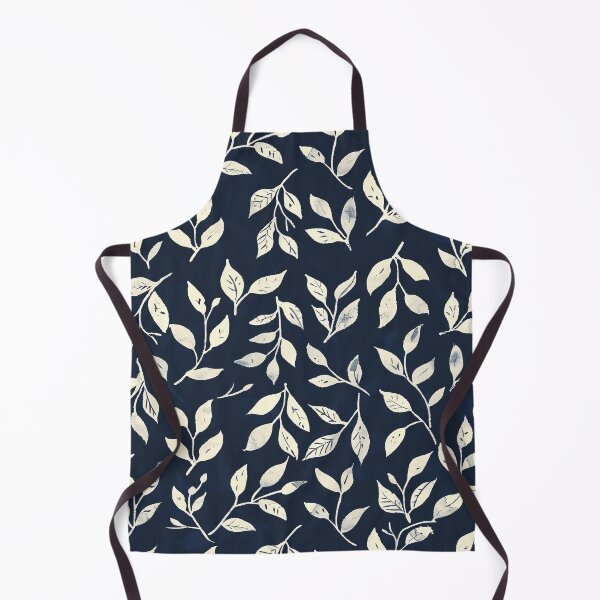 Item preview, Navy Indigo Leaves: Hand-Painted Nature Pattern designed and sold by meowjourney.