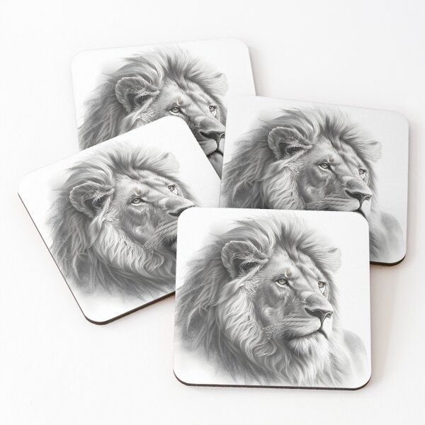 Item preview, Black and white lion pencil drawing designed and sold by Pencil-Art.