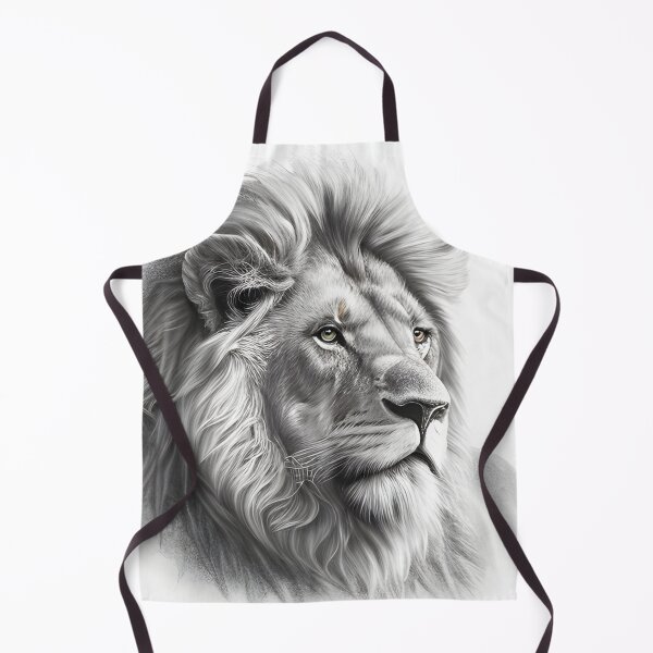 Item preview, Black and white lion pencil drawing designed and sold by Pencil-Art.