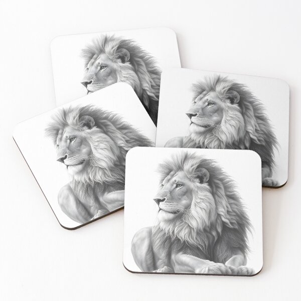 Item preview, Black and white lion pencil drawing designed and sold by Pencil-Art.