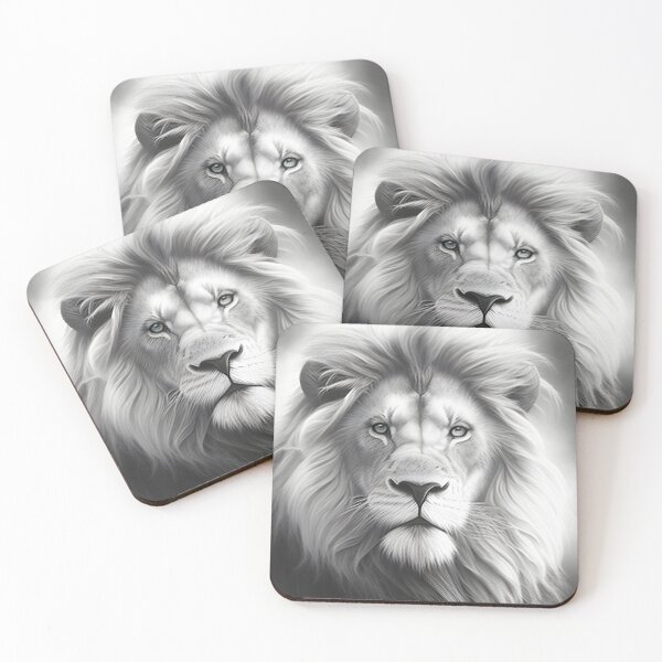 Item preview, Black and white lion pencil drawing designed and sold by Pencil-Art.