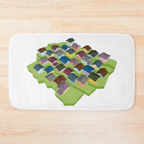 Item preview, colorful 3d cottages, aerial perspective view designed and sold by Familyshmot.
