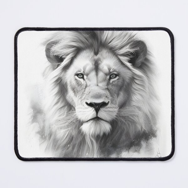 Item preview, Black and white lion pencil drawing designed and sold by Pencil-Art.