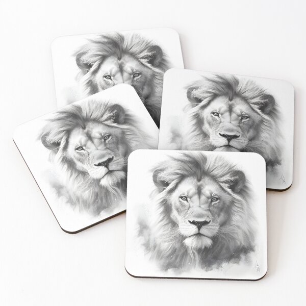 Item preview, Black and white lion pencil drawing designed and sold by Pencil-Art.