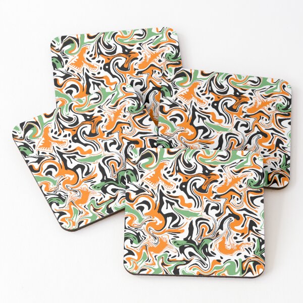 Item preview, Fantasy pattern yellow green orange black white circles lines areas designed and sold by G-M-Designs.