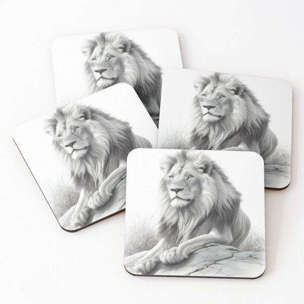 Item preview, Black and white lion pencil drawing designed and sold by Pencil-Art.