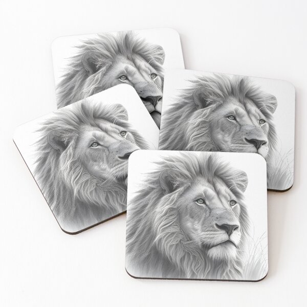 Item preview, Black and white lion pencil drawing designed and sold by Pencil-Art.