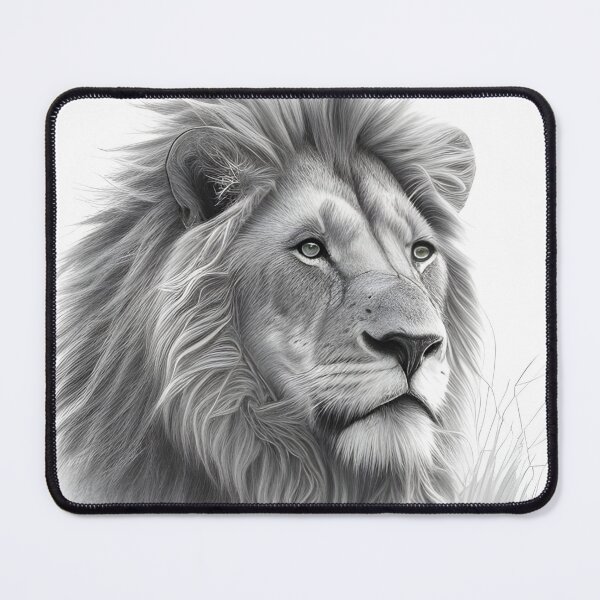 Item preview, Black and white lion pencil drawing designed and sold by Pencil-Art.