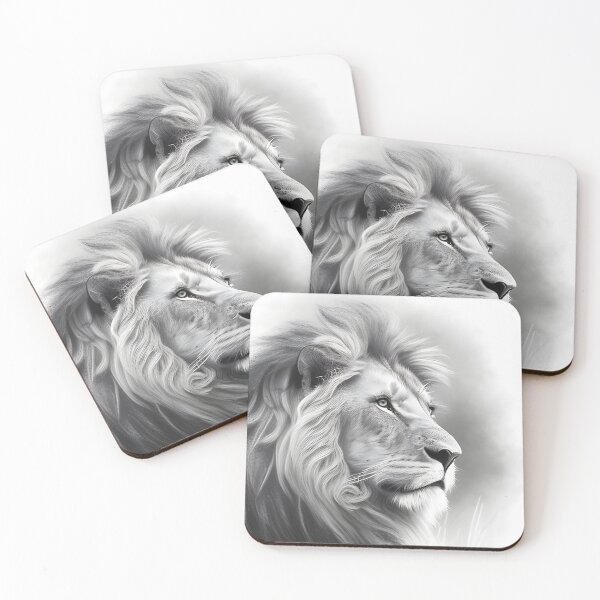 Item preview, Black and white lion pencil drawing designed and sold by Pencil-Art.
