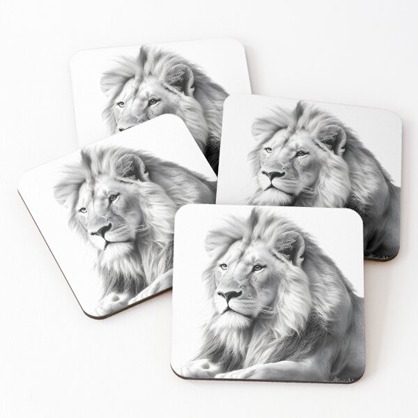 Item preview, Black and white lion pencil drawing designed and sold by Pencil-Art.
