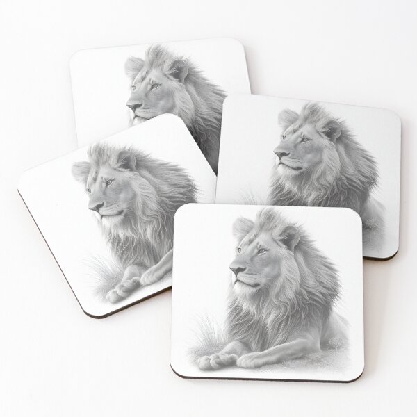Item preview, Black and white lion pencil drawing designed and sold by Pencil-Art.