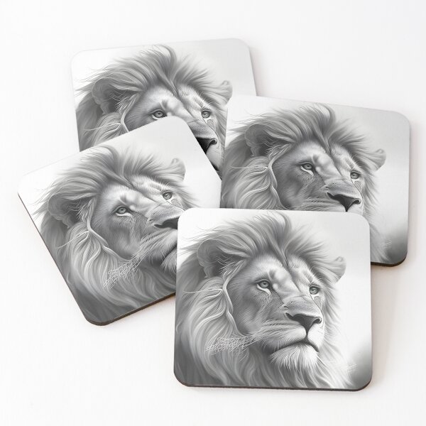 Item preview, Black and white lion pencil drawing designed and sold by Pencil-Art.