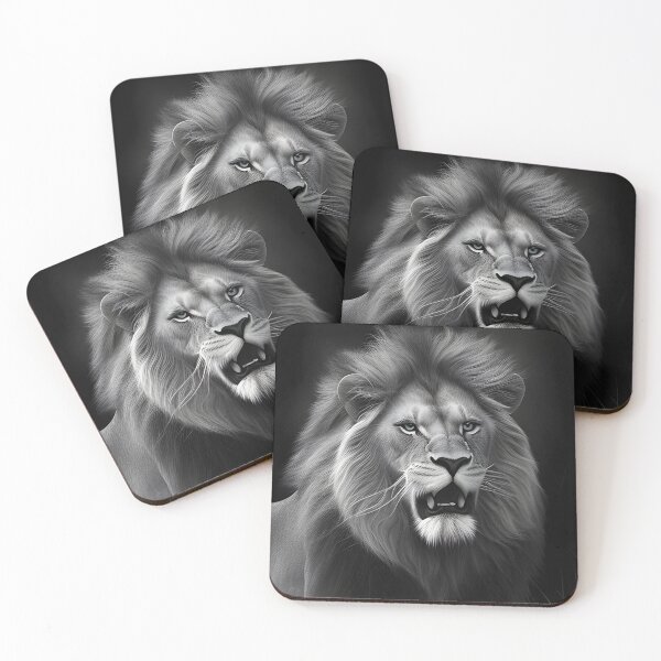 Item preview, Black and white lion pencil drawing designed and sold by Pencil-Art.