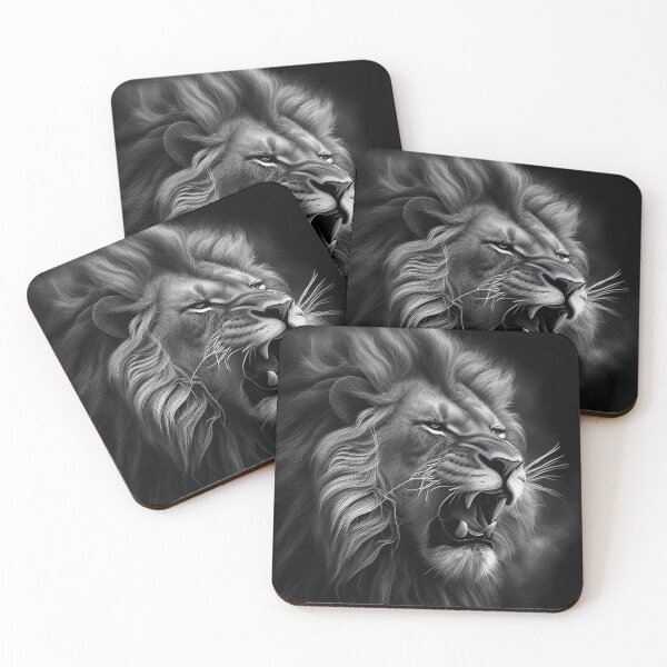 Item preview, Black and white lion pencil drawing designed and sold by Pencil-Art.