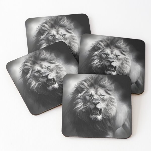 Item preview, Black and white lion pencil drawing designed and sold by Pencil-Art.