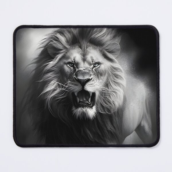 Item preview, Black and white lion pencil drawing designed and sold by Pencil-Art.